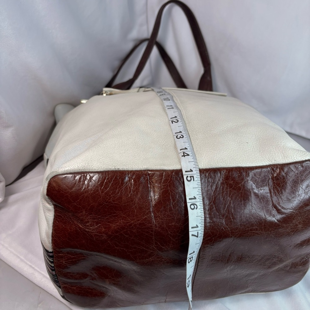 Ellliot Lucca Handpainted Intreccio Peacock Leather Tote Bag - Picture 10 of 10